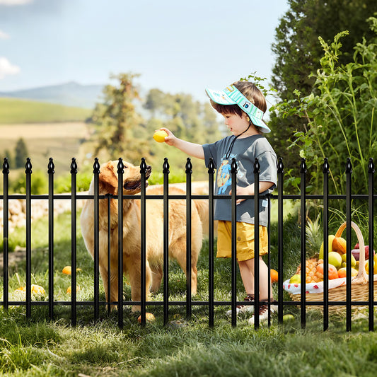Thealyn Metal Garden Fence Decorative Fence 71cm High x 56cm Wide (5 Panels, Total Length 2.75m) No Dig Fence Border Fence Dog Fence Landscape Fencing