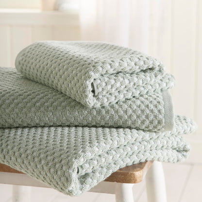 Dreams & Drapes Popcorn Check Hand Towel Green – Soft Absorbent 100% Cotton Jacquard Check Bathroom Towel, Quick‑Dry