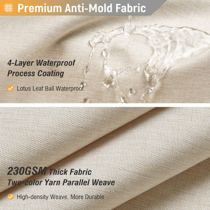 BTTN Linen Look Weighted Shower Curtain, Waterproof, 182x182cm, Beige/Cream