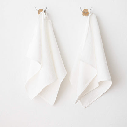 LinenMe 33 x 50 cm Linen Lara Guest Towels, Set of 2, White