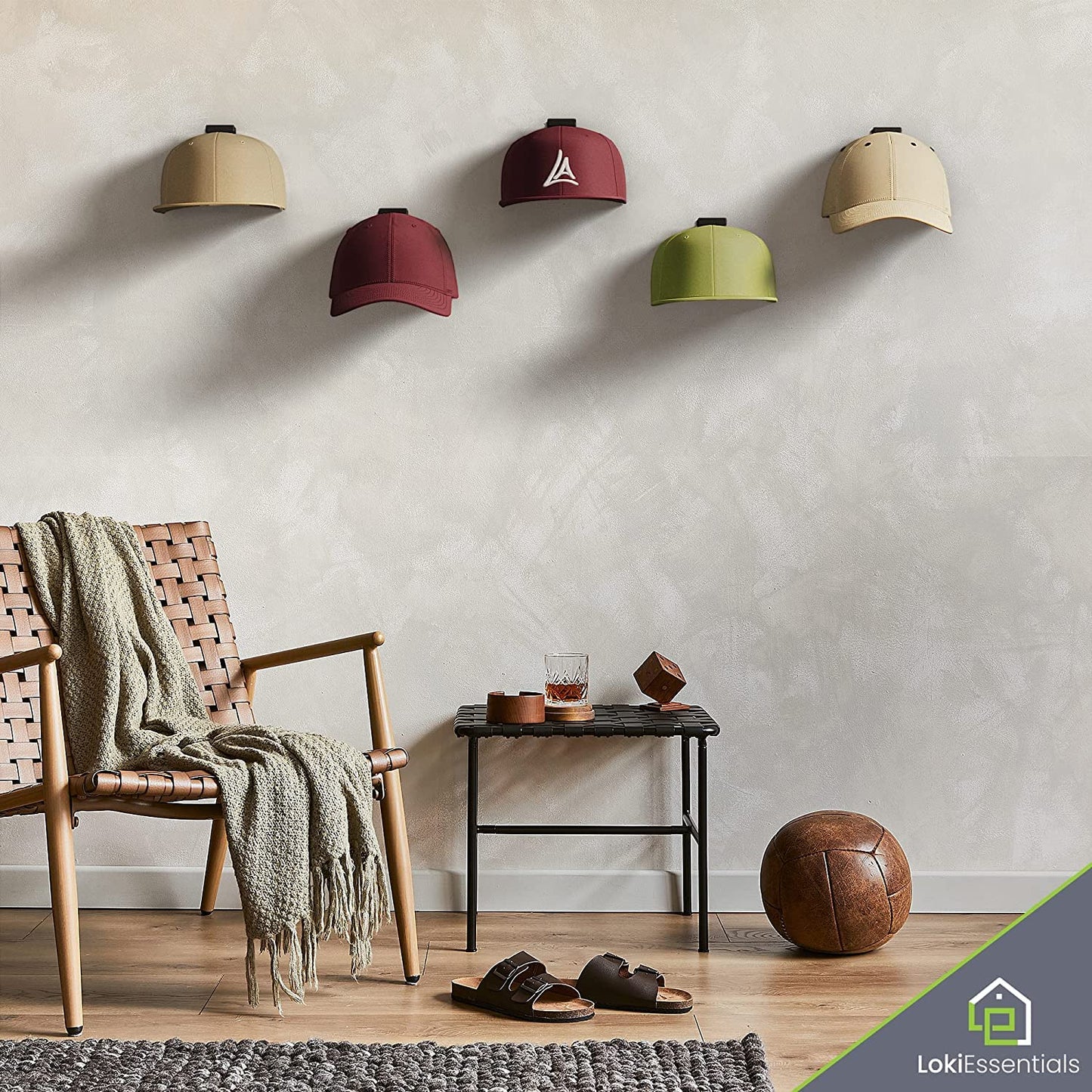 Baoswi Adhesive Hat Rack Display Hooks for Wall & Door (12 Pack) Baseball Cap Holder, Closet & Storage Organiser