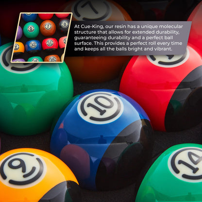 Cue-King Black Edition Pool Balls, Grade AA+ 2-1/4" Regulation Size Set with Pro Dotted Cue Ball