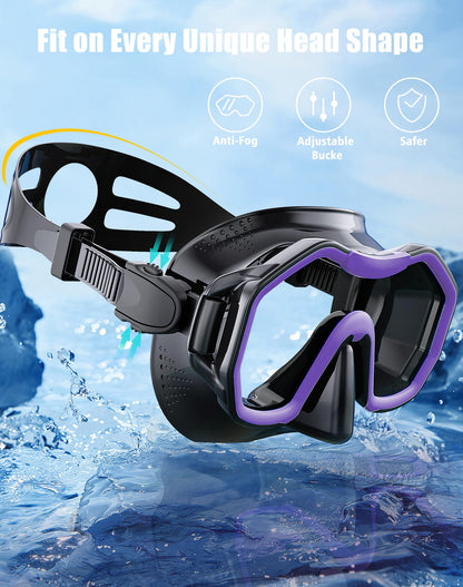 Lealinga Snorkel Set Adults 2Pack, Snorkel Mask Anti-Fog Panoramic View Diving Mask Dry Top Snorkel Kit with Travel Bag Diving Set for Snorkeling