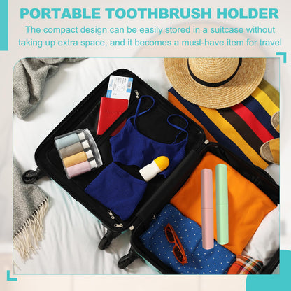 sourcing map 2Pcs Travel Toothbrush Case, 8.27 x 1.38" Portable Travel Toothbrush Holder, Plastic Toothpaste Container for Bathroom, Gym