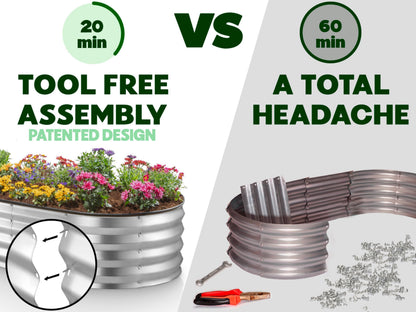 Galvanized Metal Raised Garden Bed for Outdoor Gardening 4?2?1 ft // Easy-to-Assemble Garden Bed Kit for Vegetables and Plants // Sturdy Steel Raised
