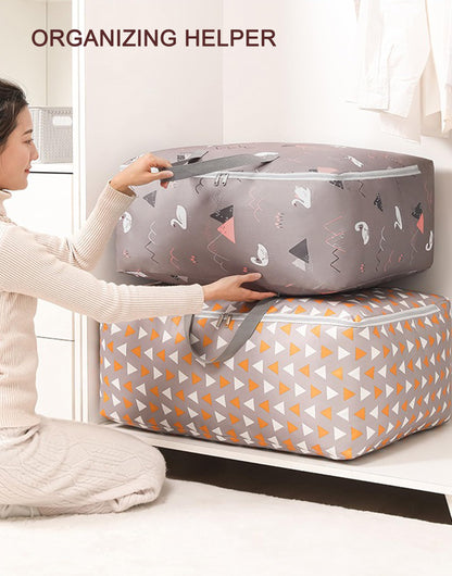 105L Large Storage Bag,Thicken Oxford Moving Bag Underbed Storage King Size with Zip Waterproof Moisture Proof for Clothes,Bedding,Pillows,Blankets