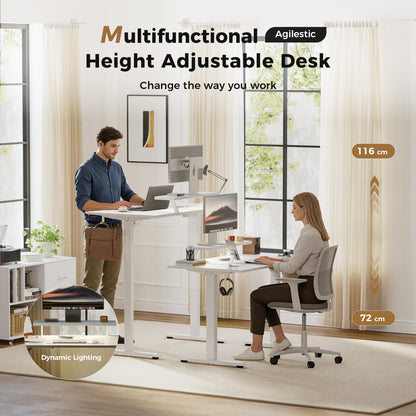 Agilestic Electric Standing Desk, Led & Plug, Movable Monitorstand, 160x80