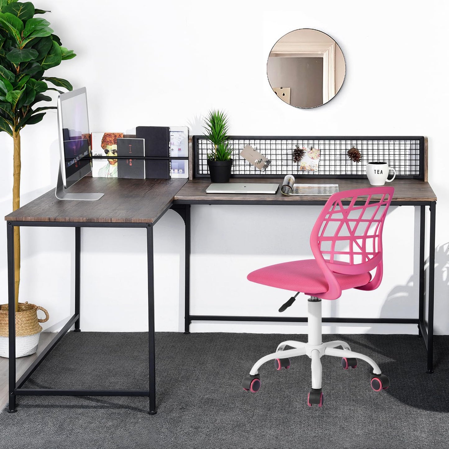 FurnitureR Writing Task Chair Ergonomic Kids Teens Boys Girls Study Chair - Adjustable Height Swivel Computer Laptop Desk Chair for Home,Office,Study