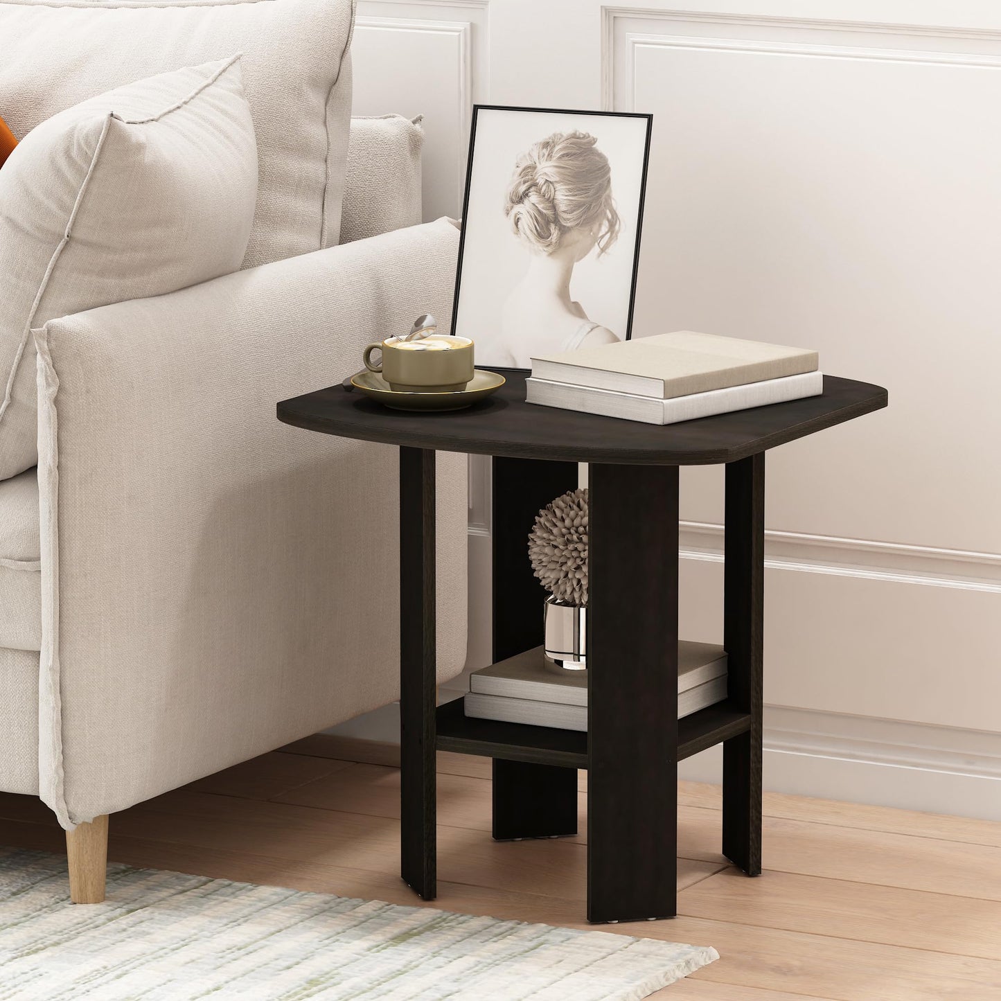 Furinno End Tables, Wood, Espresso, one size