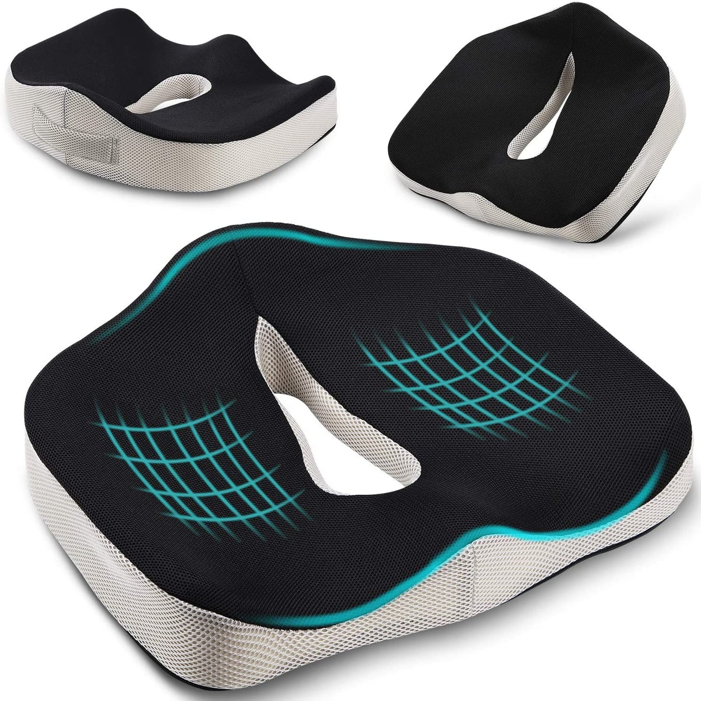 POOTACK Seat Cushion for Coccyx, Memory Foam Seat Cushion Ergonomic, Reduce Sciatica Hemorrhoid Tailbone Back Pain Chair Cushions, Support Seat Pads