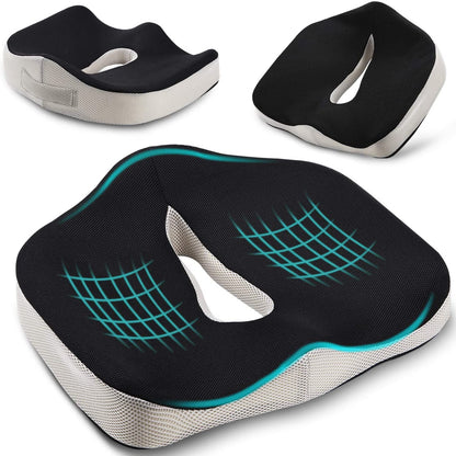 POOTACK Seat Cushion for Coccyx, Memory Foam Seat Cushion Ergonomic, Reduce Sciatica Hemorrhoid Tailbone Back Pain Chair Cushions, Support Seat Pads