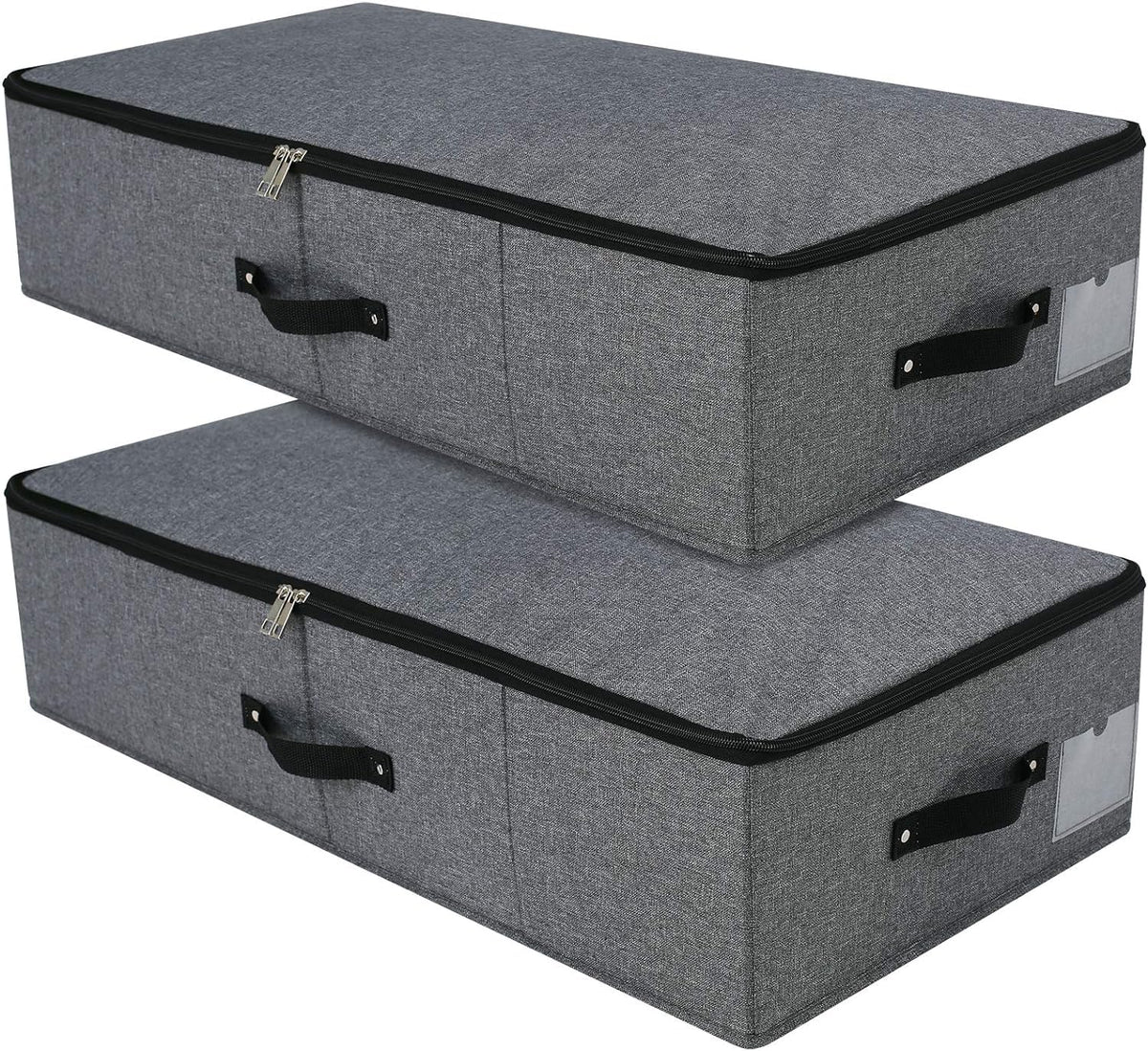 Omygarden Foldable Under Bed Storage Box with Plastic Support Liner, Handles, Zipper lid