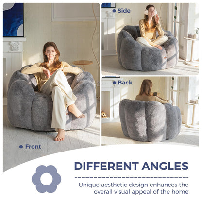 MAXYOYO Floral Shaped Bean Bag Sofa, Includes Filling, Faux Fur Fabric