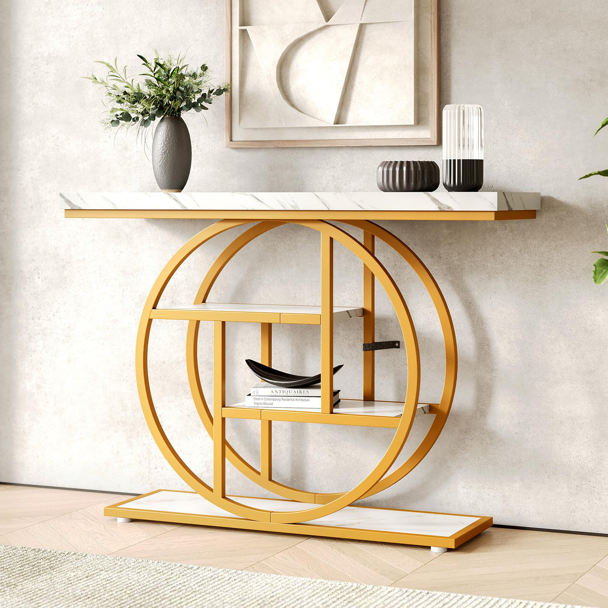LITTLE TREE Console Table, 4-Tier Entryway Table Behind Couch Table, 41.3-Inch Modern Sofa Table for Living Room, Foyer Hallway Table for Entrance