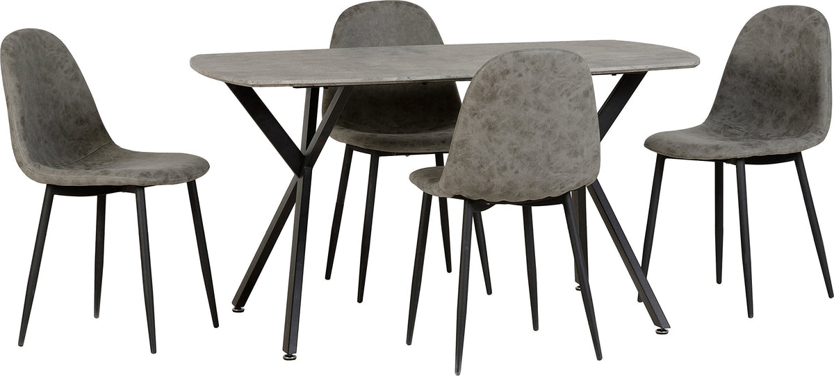 Seconique Athens Dining Set with 4 Dining Chairs in Concrete Effect