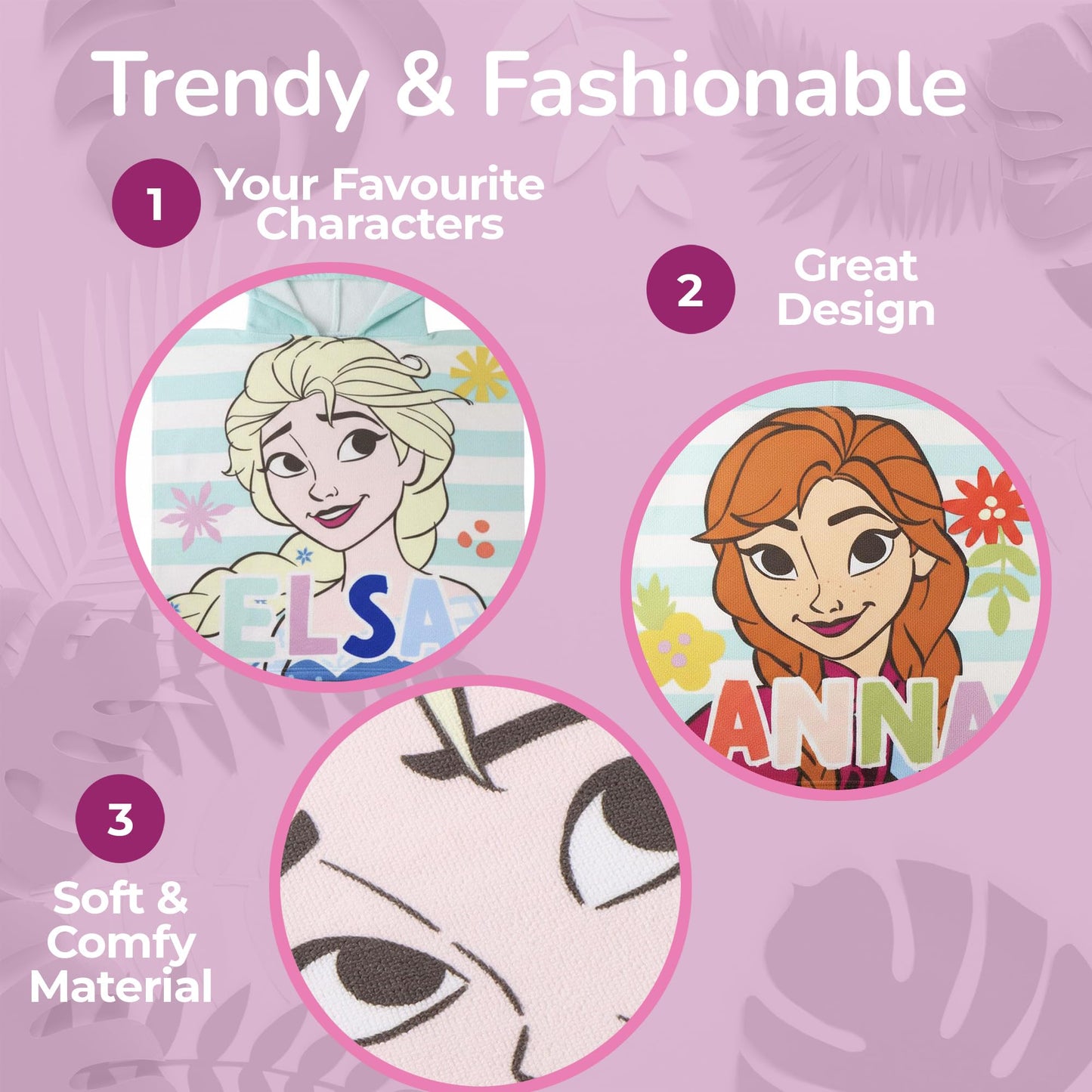 Frozen Beach Poncho | Elsa & Anna | Kids Hooded Towel Cape | 55x110 cm | Blue | Official Disney