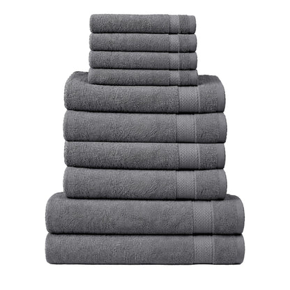 RAYMSTER 10 Piece Egyptian Cotton Towel Set - 2 Bath, 4 Face, & 4 Hand Towels Set for Daily Use - Soft, Highly Absorbent, Quick Dry, and Lightweight
