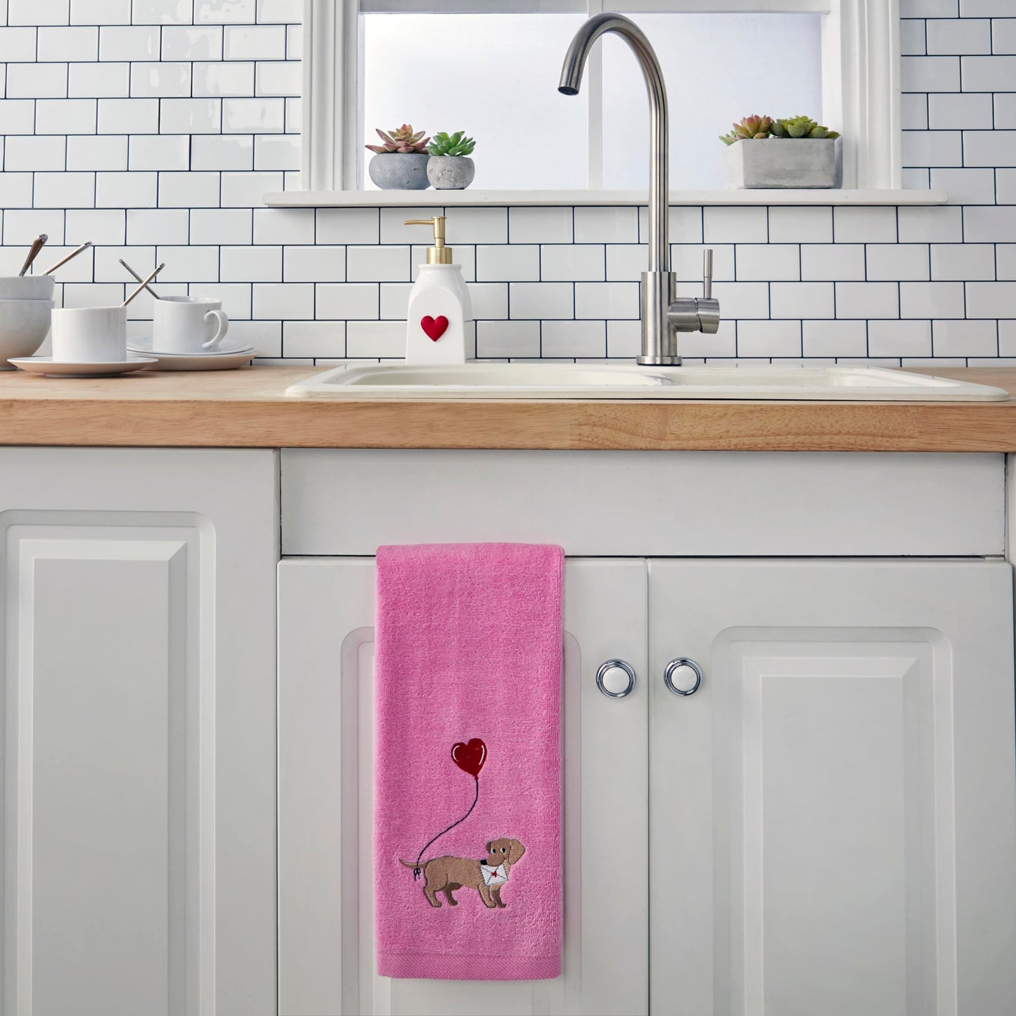 SKL Home Valentine Dachshund Hand Towel Set, 2 Count