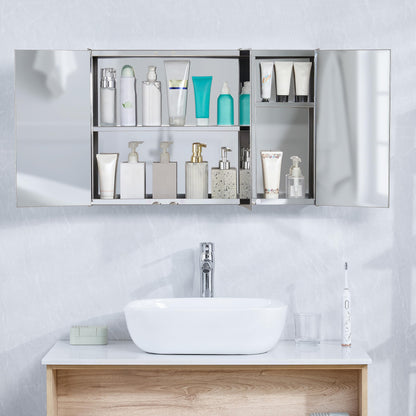 Bath Vida Tiano Triple-Mirror Bathroom Cabinet Wall-Mounted Stainless Steel Modern Storage Cupboard (No Assembly Required)