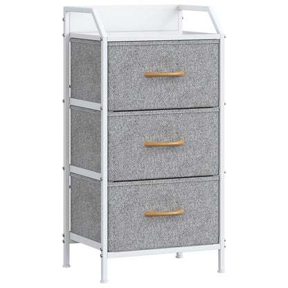 Feonase 3-Drawer Chest of Drawers with Metal Frame & Top Back Shelf – Modern Fabric Storage Cabinet for Bedroom, Living Room, Small Spaces
