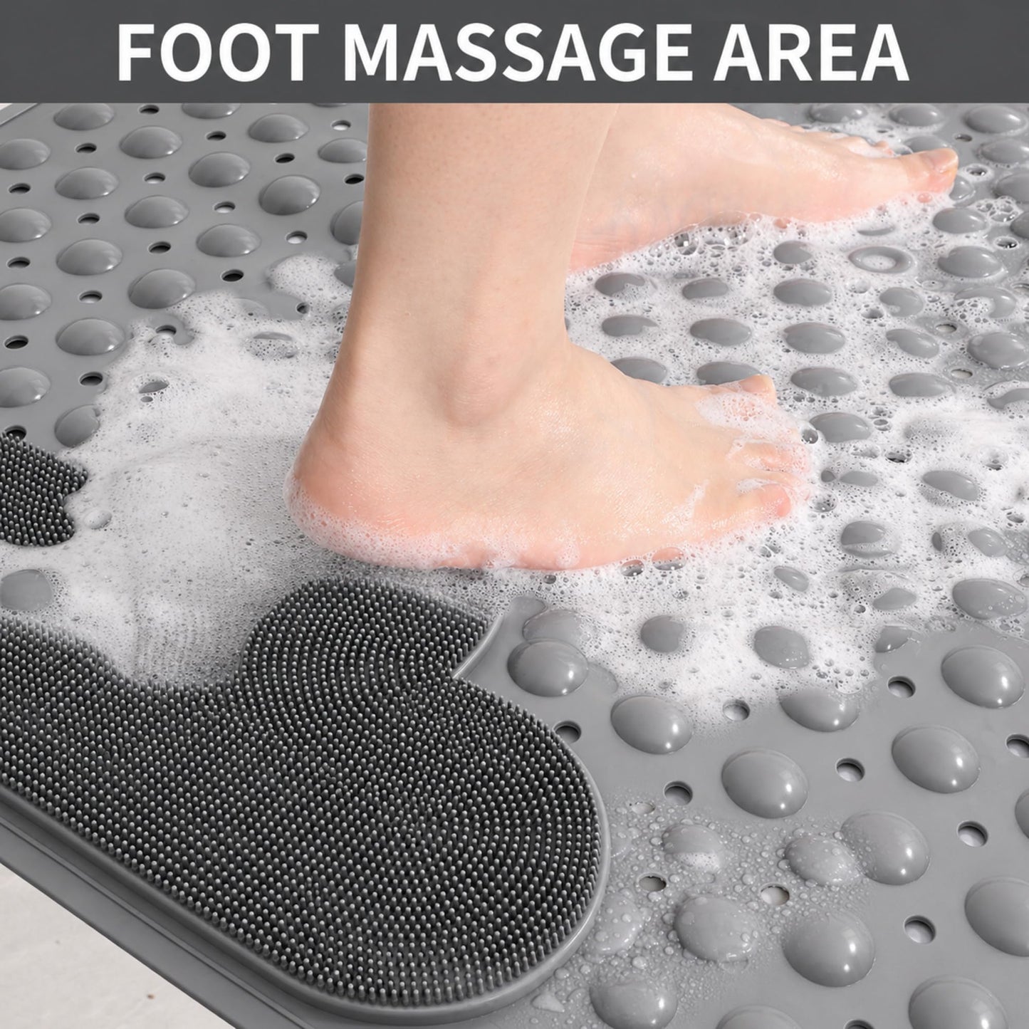 Venuso Shower Mat Non Slip Anti Mould, 120 * 80 cm Non Slip Bath Mat with Foot Massage Area