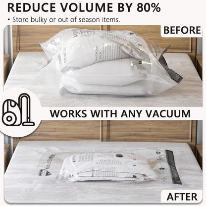 Vacuum Storage Bags 8 Large, Space Saver Bags with Travel Hand Pump, Compression Seal Bags for Clothes, Duvets