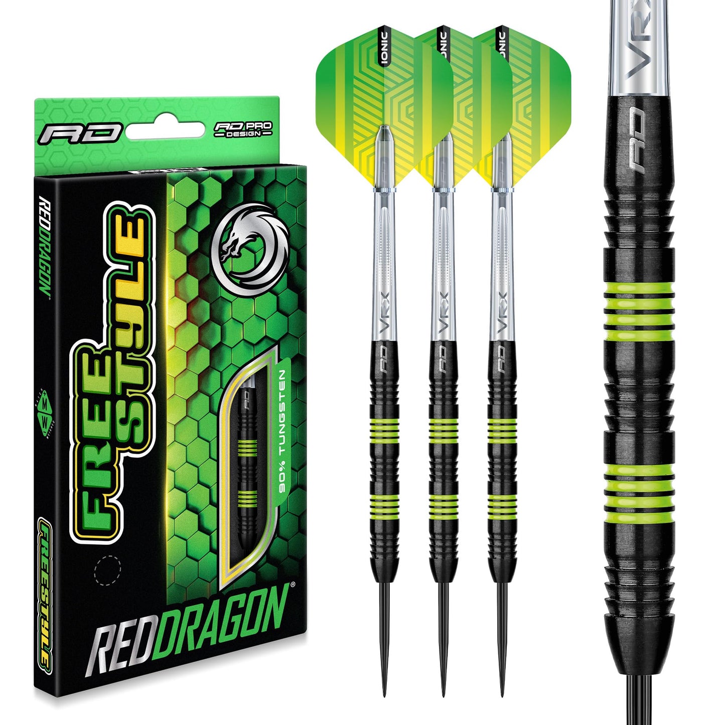 RED DRAGON Freestyle 22g Tungsten Darts Set with Flights and Stems