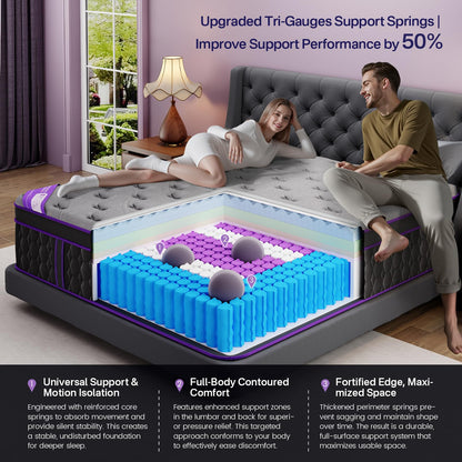 Queen Size Mattress, 14 Inch Deluxe Hybrid Queen Mattress in a Box, Cooling-Gel Memory Foam & Pocket Springs, Medium Firm, Pressure Relief, Extra Edge Support, 365-Night Trial (2026 Upgraded Support)