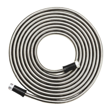 EYEPOWER 7.5m Kink-free Garden Hose 25ft Stainless Steel Water Hose Pipe Flexible Silver