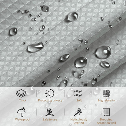 Stfery Shower Curtain Waffle Grey 200 x 240 cm Shower Curtain Waterproof Mould Resistant