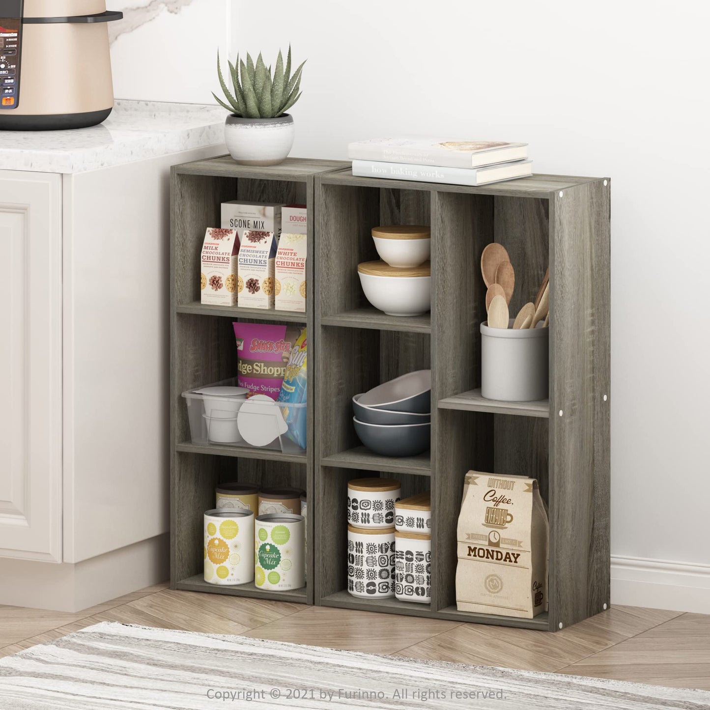 Furinno LUDER Book Shelf, 5-Cube Bookshelf, Tool Free Assembly Open Shelves Bookcase 9.4 x 19.7 x 31.5, for Living Room, Bedroom, Home Office