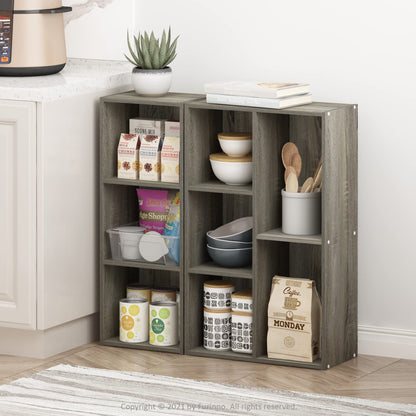 Furinno LUDER Book Shelf, 5-Cube Bookshelf, Tool Free Assembly Open Shelves Bookcase 9.4 x 19.7 x 31.5, for Living Room, Bedroom, Home Office
