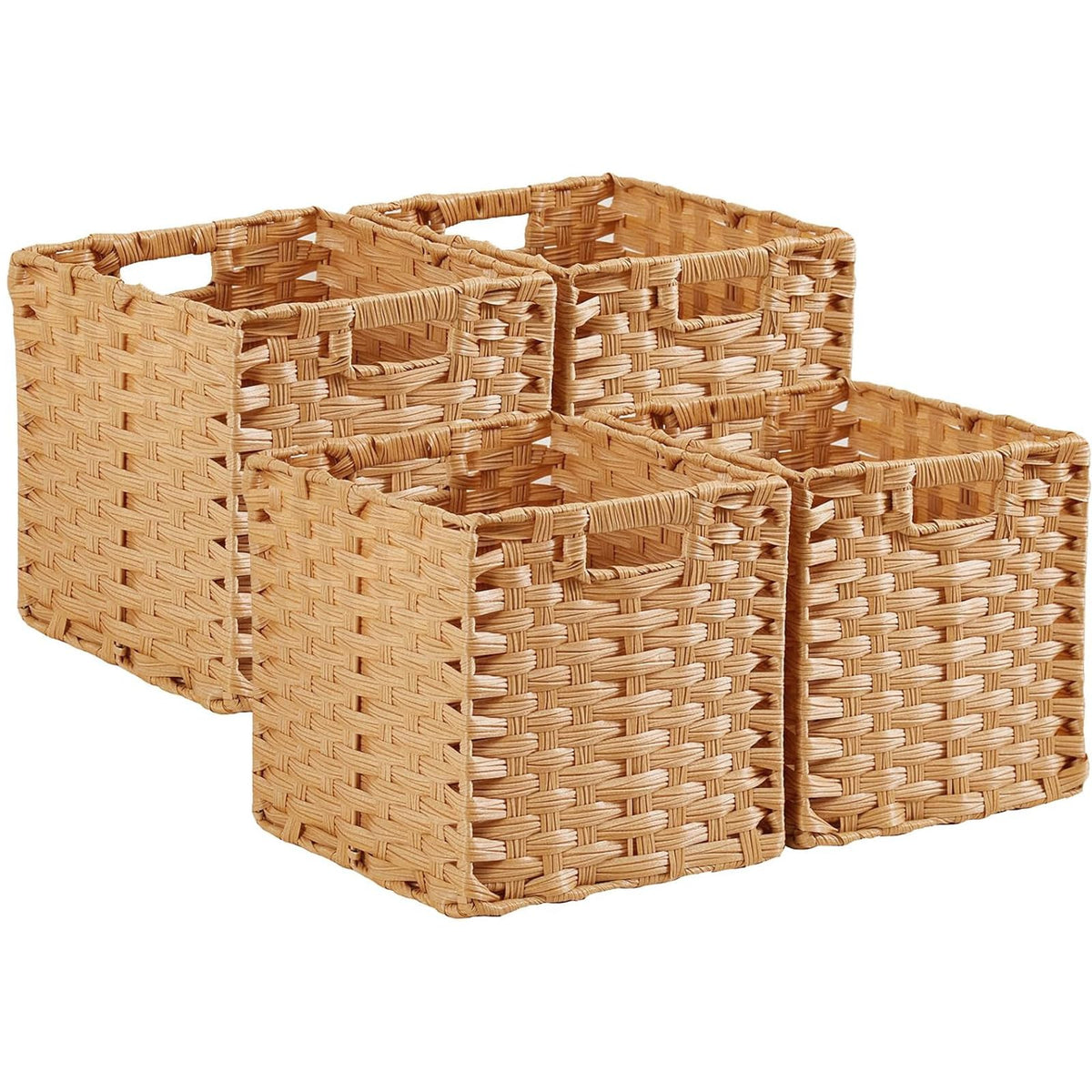 Mangata 28 cm Storage Cube Boxes for 30 cm Closet, Rattan Effect Storage Baskets, Wicker Woven Polyrattan Material Closet Organizer, 28x28x28 cm