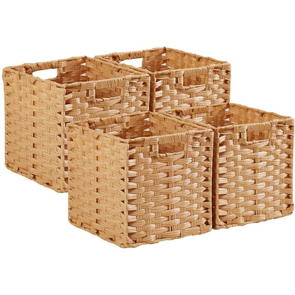 Mangata 28 cm Storage Cube Boxes for 30 cm Closet, Rattan Effect Storage Baskets, Wicker Woven Polyrattan Material Closet Organizer, 28x28x28 cm