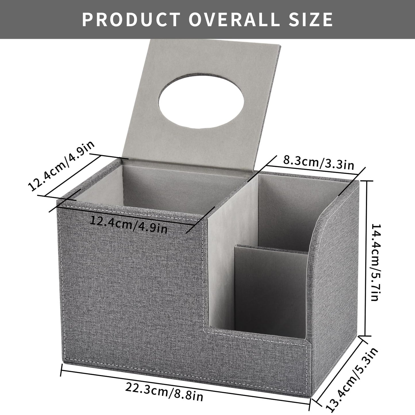 XNONE PU Leather Square Tissue Box Cover-Multi-Functional Tissue Box Holder, Tissue Box Cover with Storage,Tissue and Remote Control Holder,Cube
