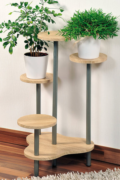 Kesper Flower Stand in Oak Decor, Wood, Brown/Grey, 64.5 x 72.5 x 46 cm