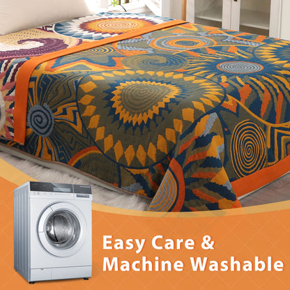 DECMAY Throws for Sofas Large, Boho Throw Blankets for 2 3 4 Seater Sofas and Double Bed Armchair Couch, Cotton Weighted Soft Furniture Throws(Ethnic