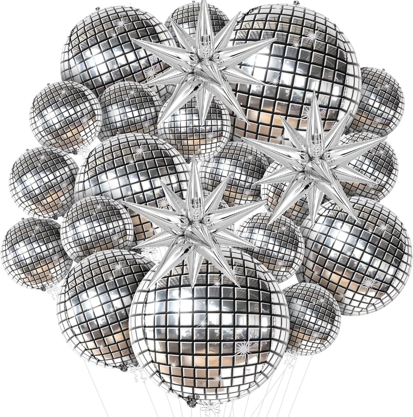20 Pcs Ball, 22Inch 4D Large Foil Balloons And Disco Balloons With For 70s Disco Ball Decorations Party Graduation New Year Decoration