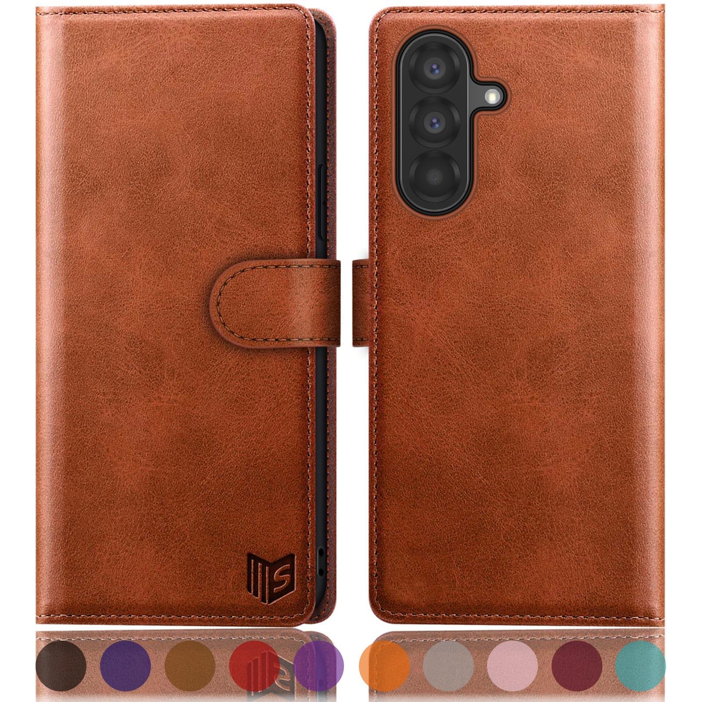 SUANPOT compatible with Samsung Galaxy A56 case with [RFID Blocking][Credit Card Holder],PU Leather Flip Book Protective Cover Women Men for Samsung