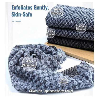 Exfoliating Shower Towel, 2 Pack Extra Long Back Scrubber Washcloth