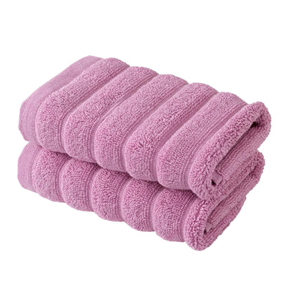 BERIBO Cloud Turkish Towel Set 100% Cotton 620gsm (Lavender Fog, 2 Face Flannels)