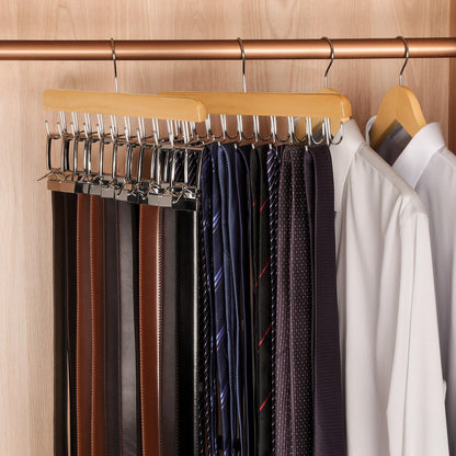 TOPIA HANGER 2 in 1 Belt Tie Hanger for Closet Max 30 Belts with 30 Ties Capacity