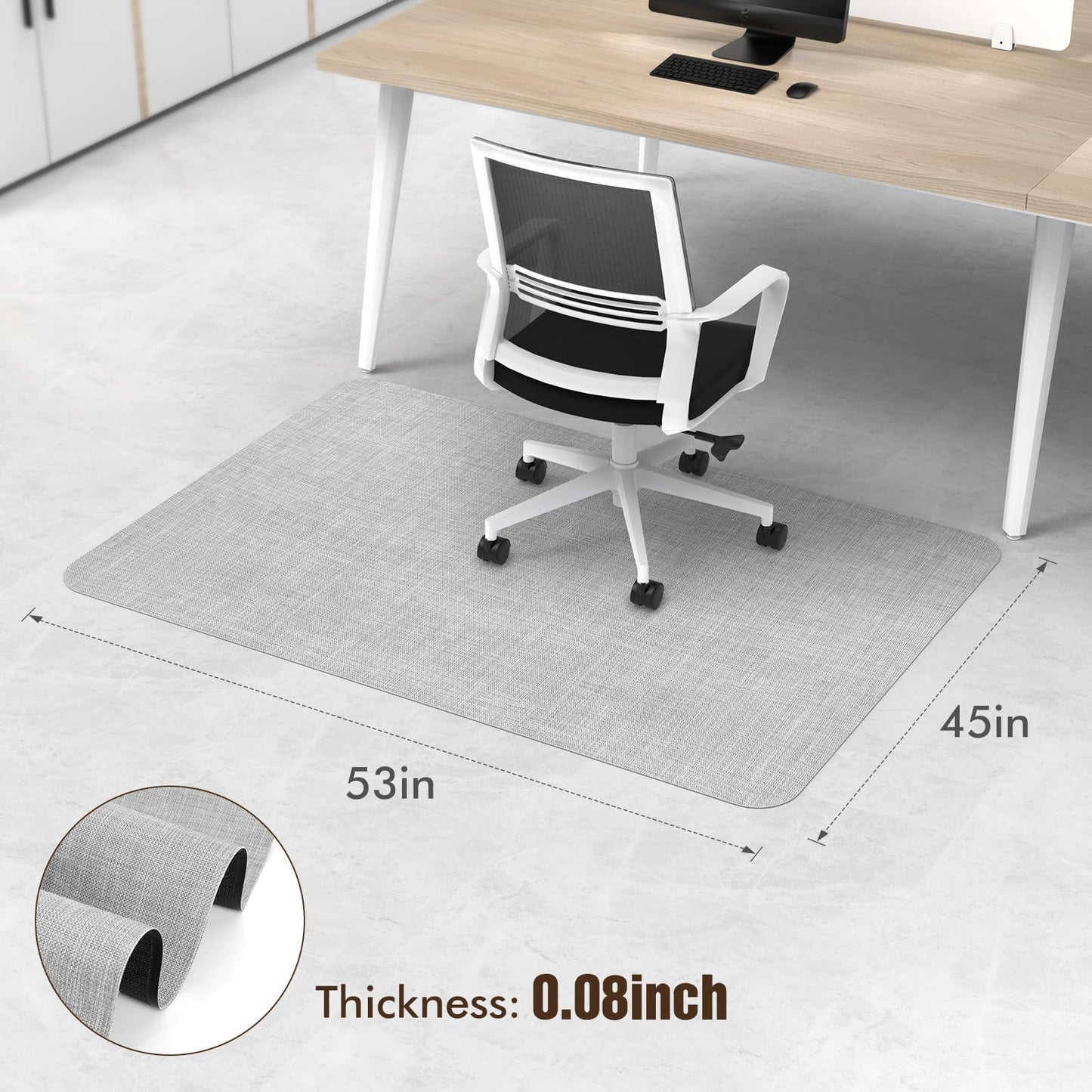Blvornl Office Chair Mat for Hardwood Floor, 45"x 53" Desk Computer Chair Mat for Hard Wood and Tile Floor