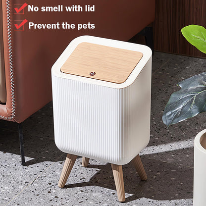 9L Bedroom Bin,Bathroom Bins with Press Top Lid,White Toilet Trash Can with Legs,Nordic Modern Waste Garbage Can for Kitchen Bathroom Bedrooms Office