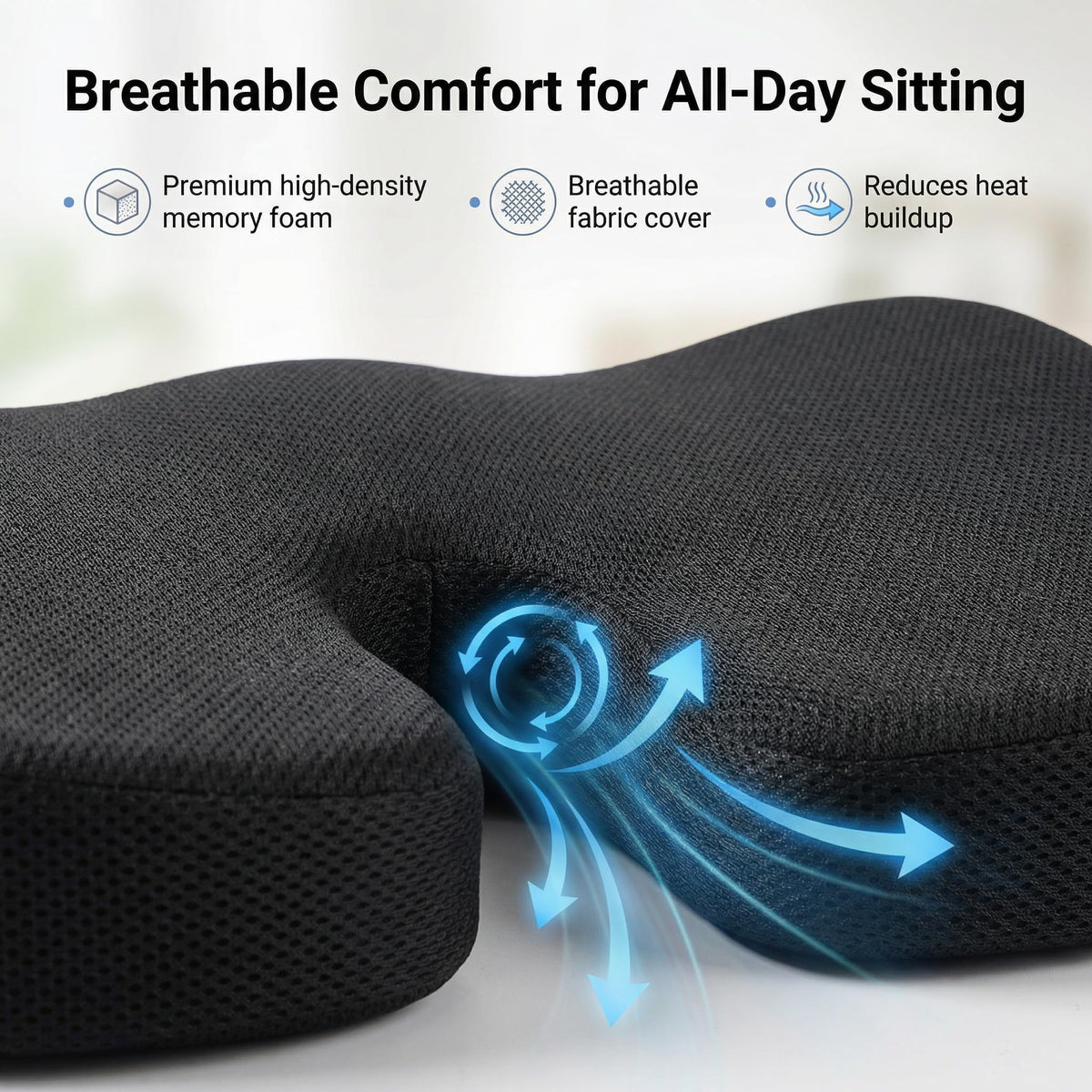 Sennycat Memory Foam Seat Cushion for Office Chair, Ergonomic Coccyx Support for Tailbone Pain Relief, Car Seat Pad