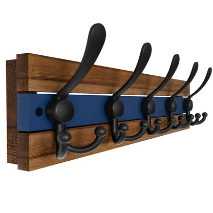 SKOLOO Rustic Wall Mounted Coat Rack - 16-7/8" Long Coat Hooks for Wall with 5 Triple Hooks for Hanging Coats, Hats or Tools