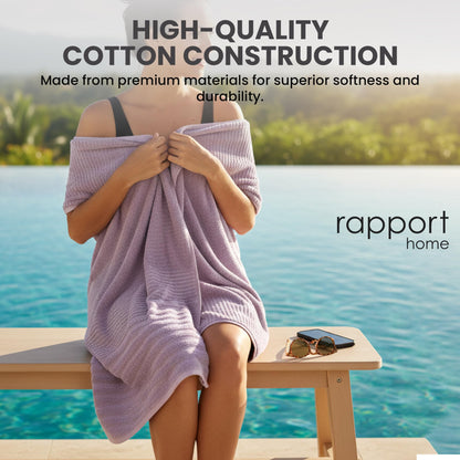Rapport Home Linear Bath Sheets 2 Pack | Lavendar Pink | 90x140cm | Luxurious 500GSM 100% Cotton | Oeko-Tex Certified Absorbent & Soft Bathroom Towels