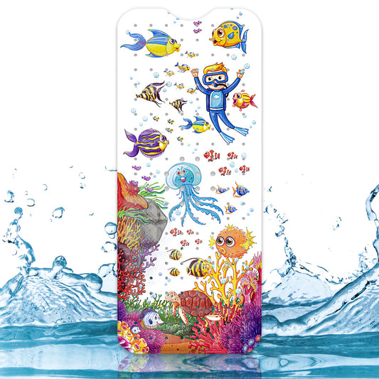 Capslpad Bathtub Mat Non Slip Anti Mould 40x100cm Cartoon Submariner Bath Mats Extra Large Soft Bath Seat Mat with Suction Cups & Drain Holes Machine