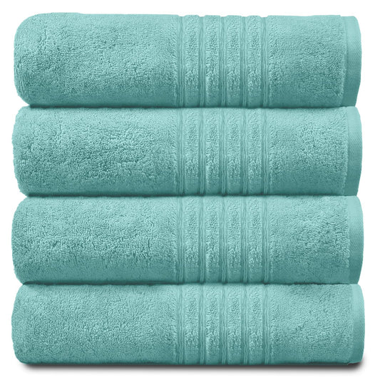 GC GAVENO CAVAILIA Luxury Pack Of 4 Bath Sheets, 100% Egyptian Cotton Towels, 450 GSM Quick Dry Towel, Aqua, 80X140