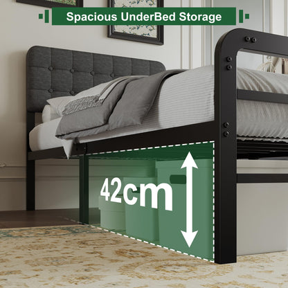 EMODA 3ft Single Bed Frame with Upholstered Headboard and Footboard
